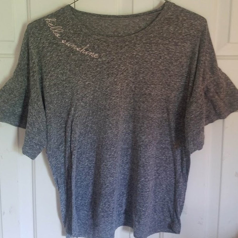 Wild Fable Hello Sunshine Grey Shirt With Ruffles